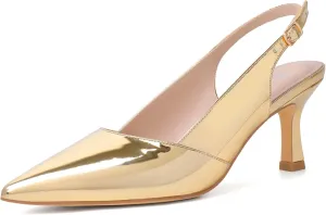 Mostrin Kitten Heels for Women Slingback Pointed Closed Toe Heels Women's Pumps Shoes for Wedding, Party, Commuting
