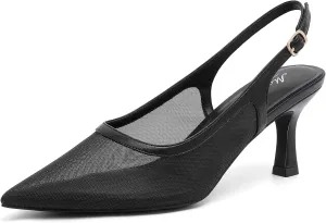 Mostrin Kitten Heels for Women Slingback Pointed Closed Toe Heels Women's Pumps Shoes for Wedding, Party, Commuting