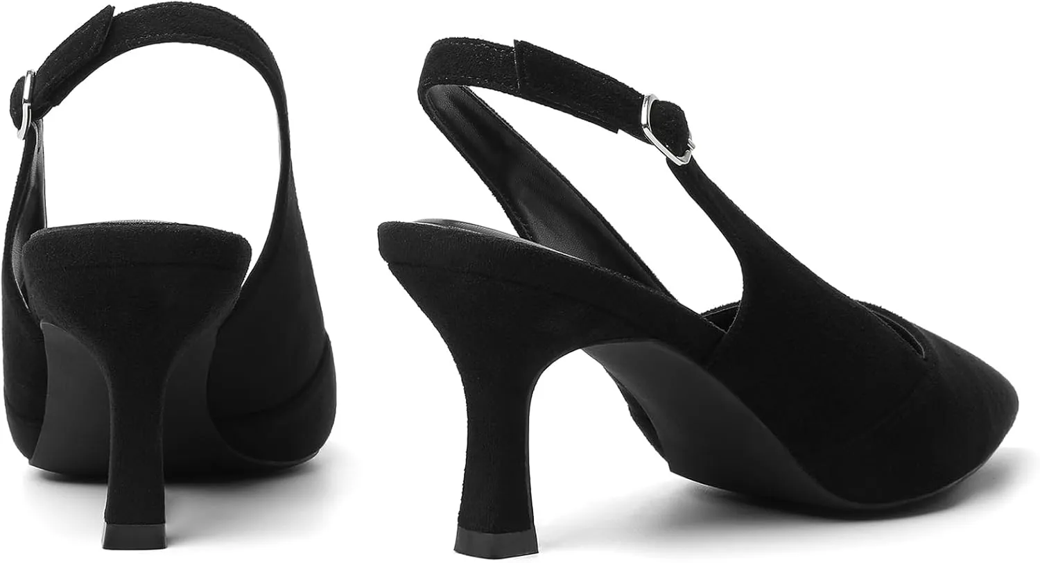 Mostrin Kitten Heels for Women Slingback Pointed Closed Toe Heels Women's Pumps Shoes for Wedding, Party, Commuting
