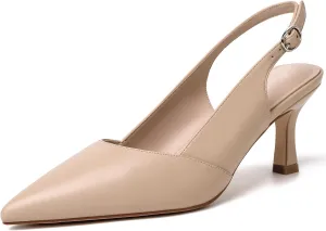 Mostrin Kitten Heels for Women Slingback Pointed Closed Toe Heels Women's Pumps Shoes for Wedding, Party, Commuting