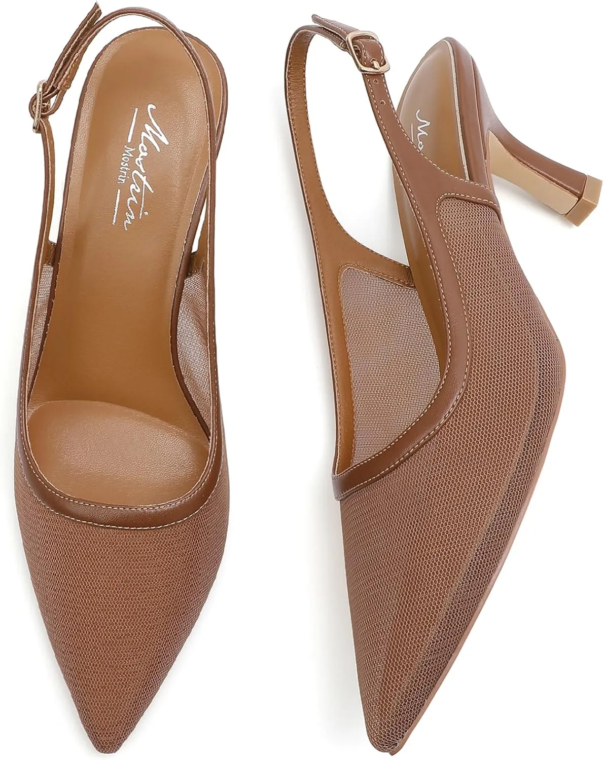 Mostrin Kitten Heels for Women Slingback Pointed Closed Toe Heels Women's Pumps Shoes for Wedding, Party, Commuting