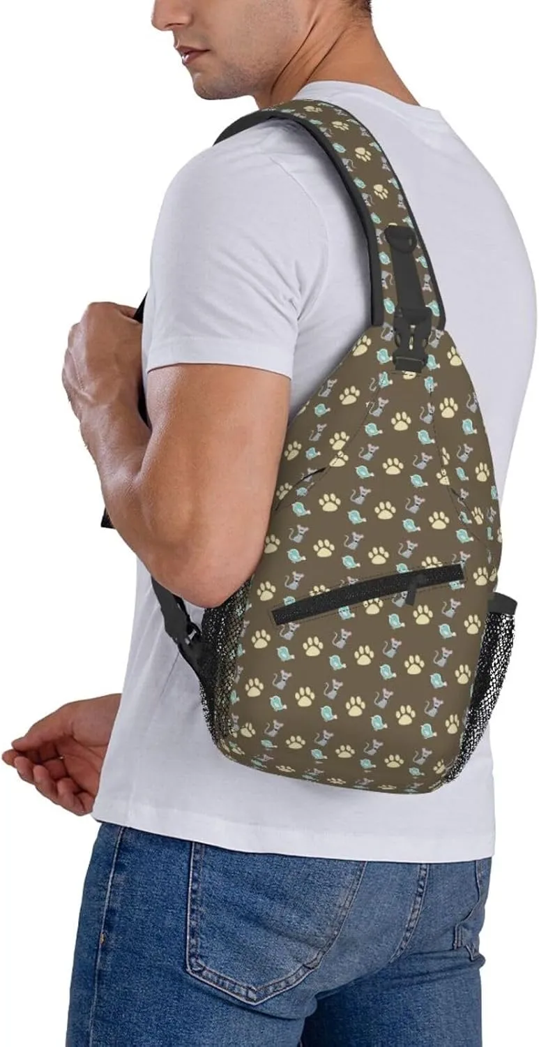 Mouse Cat Paw Bird Cross Chest Bag Diagonally Hiking Crossbody Bag Travel Shoulder Daypack Lightweight Sling Backpack Cycling Daypacks Fitness Chest Backpacks