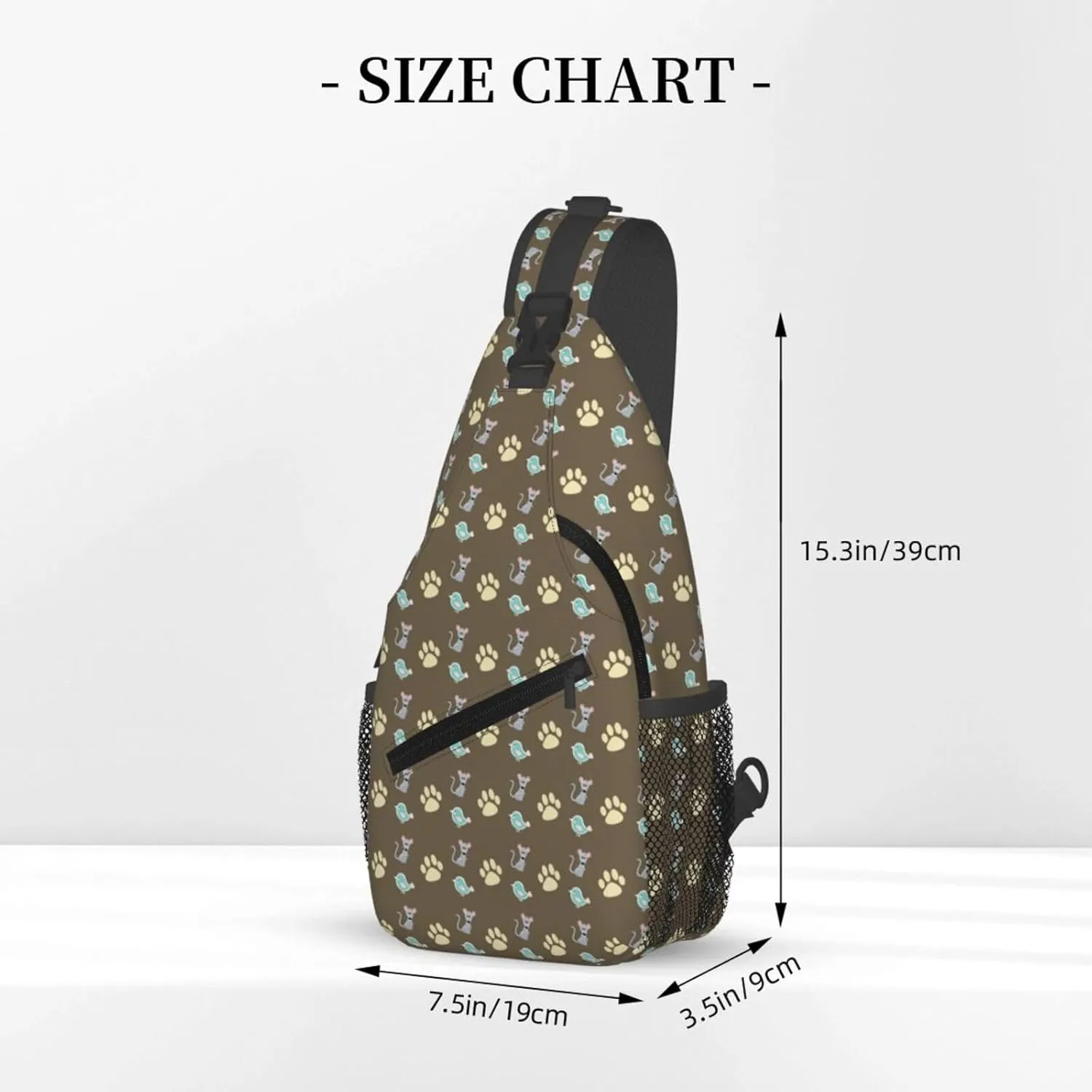 Mouse Cat Paw Bird Cross Chest Bag Diagonally Hiking Crossbody Bag Travel Shoulder Daypack Lightweight Sling Backpack Cycling Daypacks Fitness Chest Backpacks
