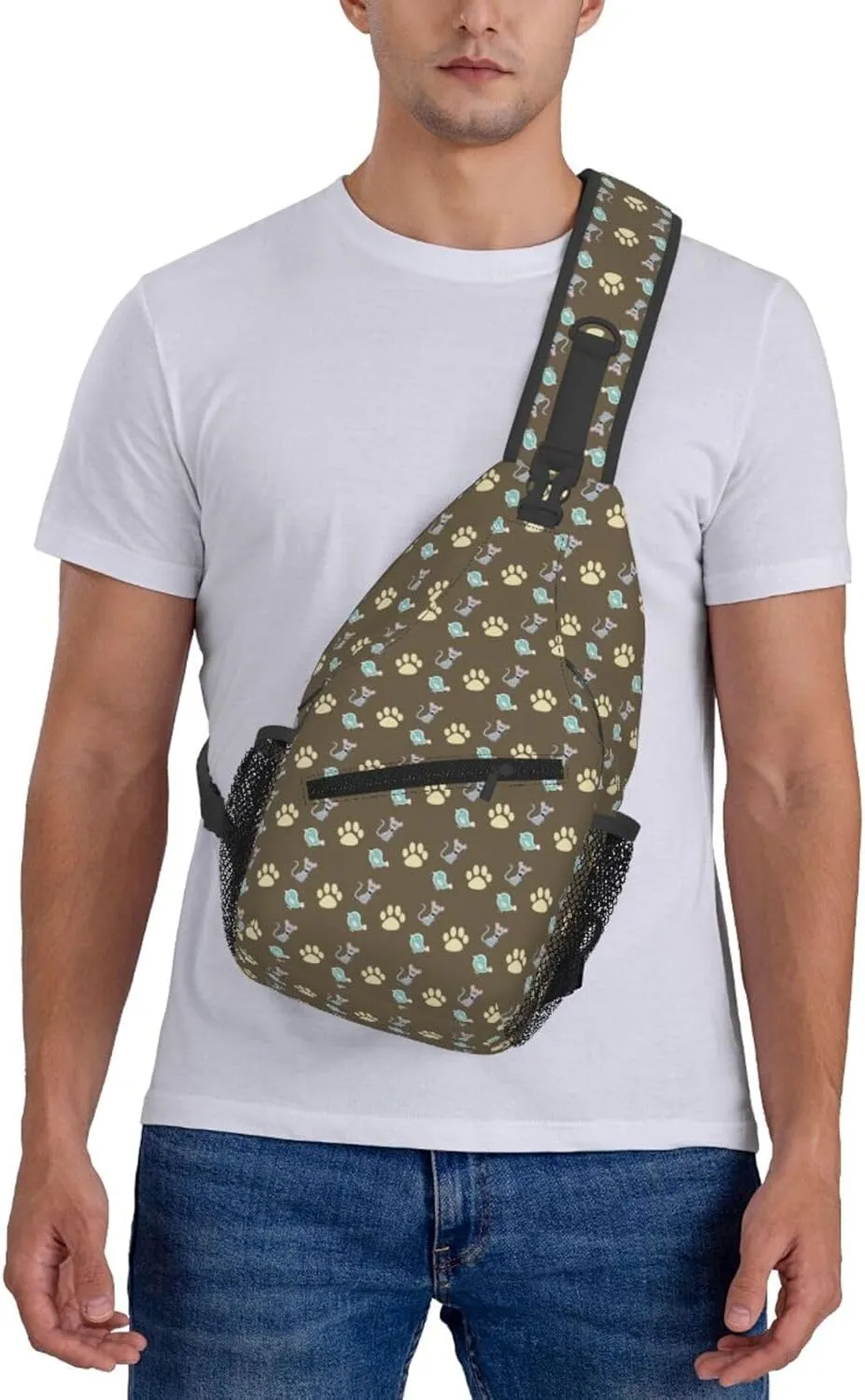 Mouse Cat Paw Bird Cross Chest Bag Diagonally Hiking Crossbody Bag Travel Shoulder Daypack Lightweight Sling Backpack Cycling Daypacks Fitness Chest Backpacks