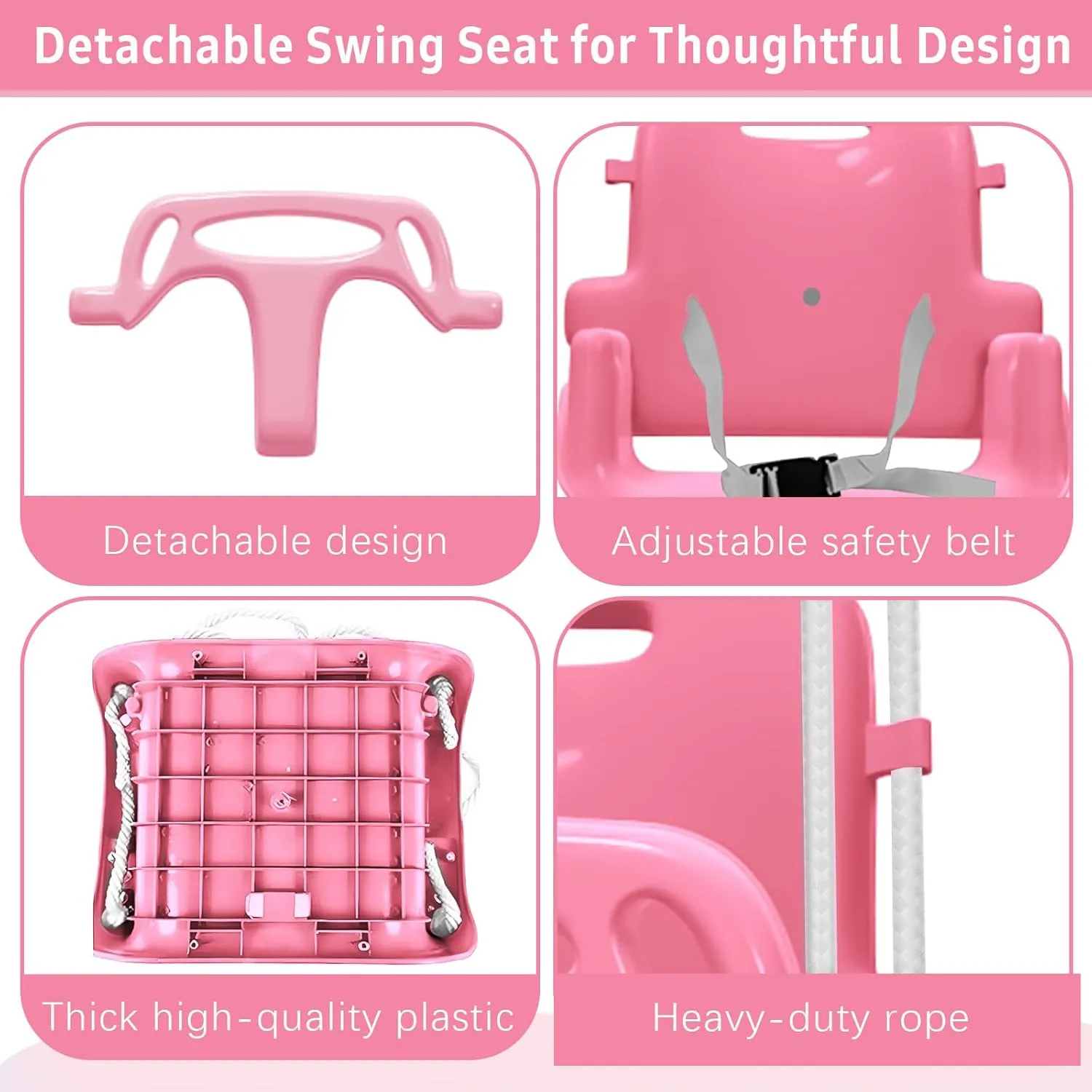 Multifunctional Toddler Swing, Foldable Baby Swing Outdoor & Indoor Use, Easily Installable and Storable Swing Sets for Backyard (Pink)