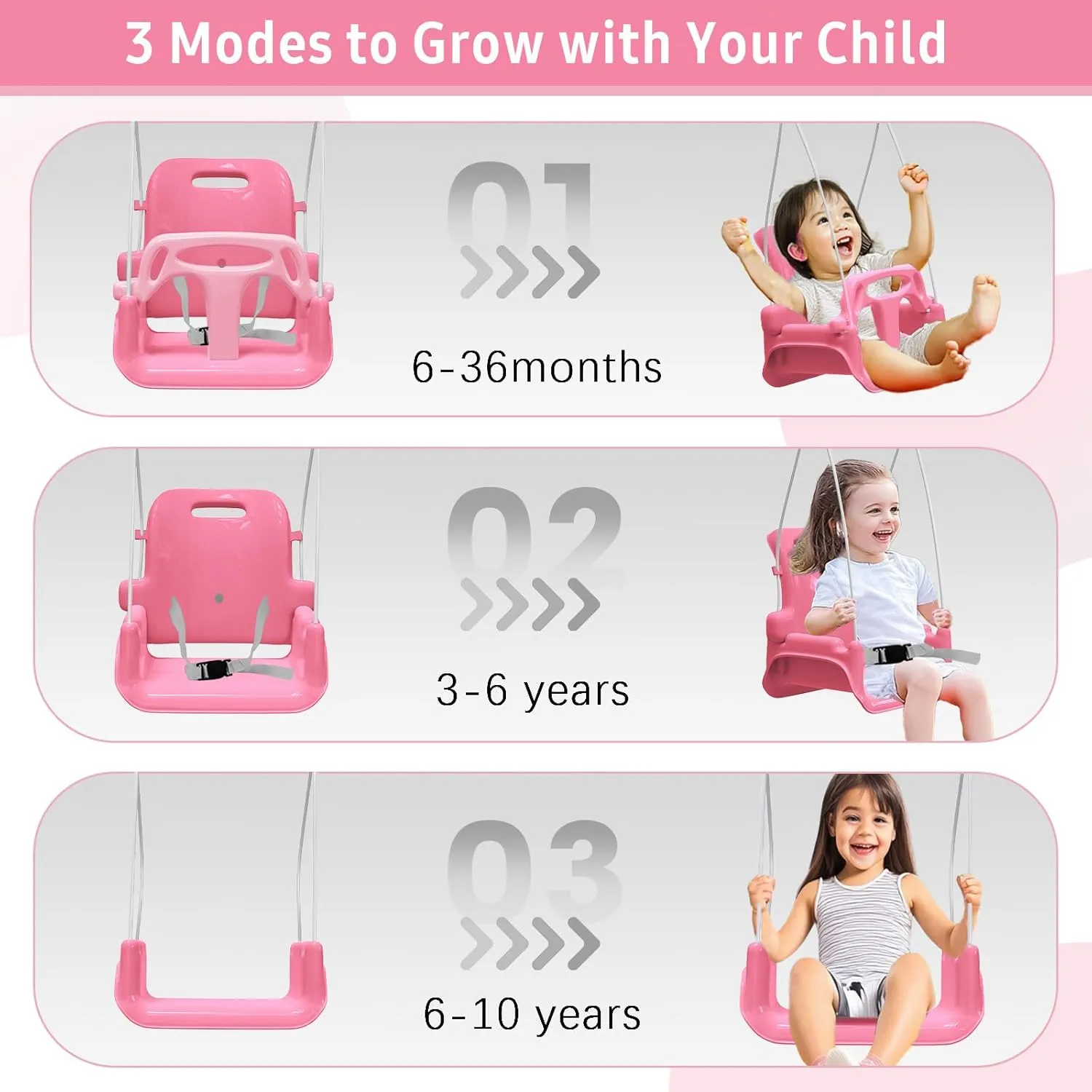 Multifunctional Toddler Swing, Foldable Baby Swing Outdoor & Indoor Use, Easily Installable and Storable Swing Sets for Backyard (Pink)