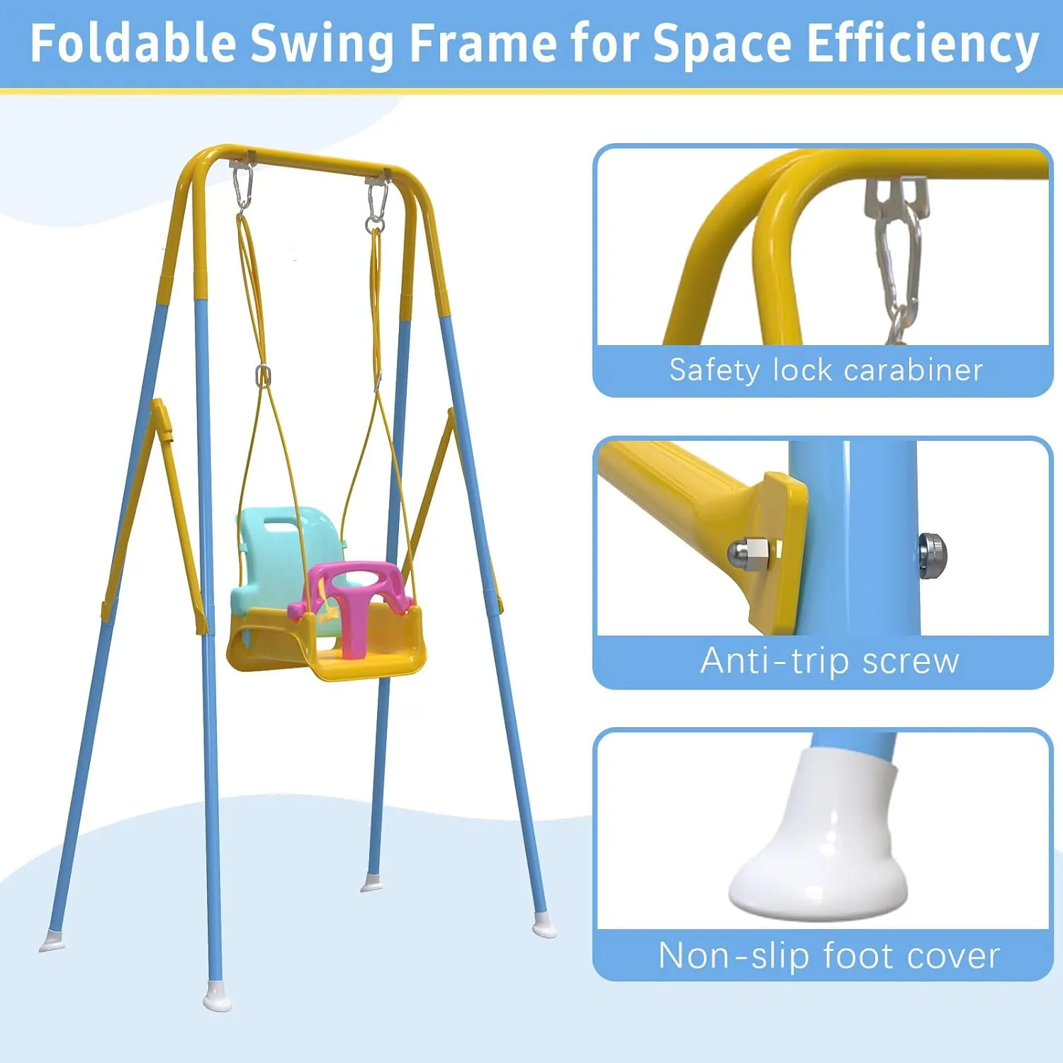 Multifunctional Toddler Swing, Foldable Baby Swing Outdoor & Indoor Use, Easily Installable and Storable