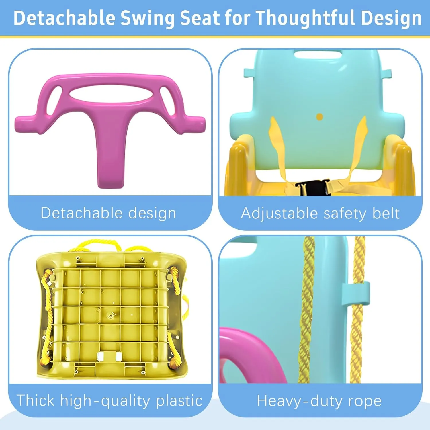 Multifunctional Toddler Swing, Foldable Baby Swing Outdoor & Indoor Use, Easily Installable and Storable