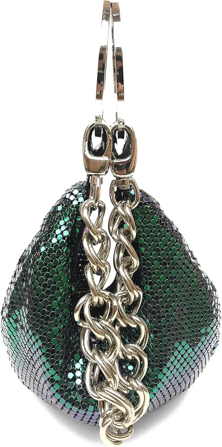 Multiways clutch metal mesh hobo bag evening purse for Cocktail Party Prom Wedding Banquet
