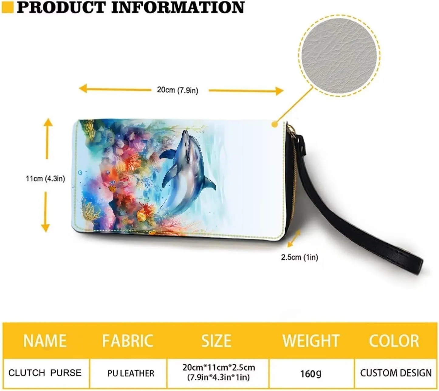 Mumeson Dolphin Long Wallet Women's Luxury Long Leather Purse with Zipper Wristlet Cash Organizer Wallet Change Handbag with Wristlet Flag Sloth Print Wallet