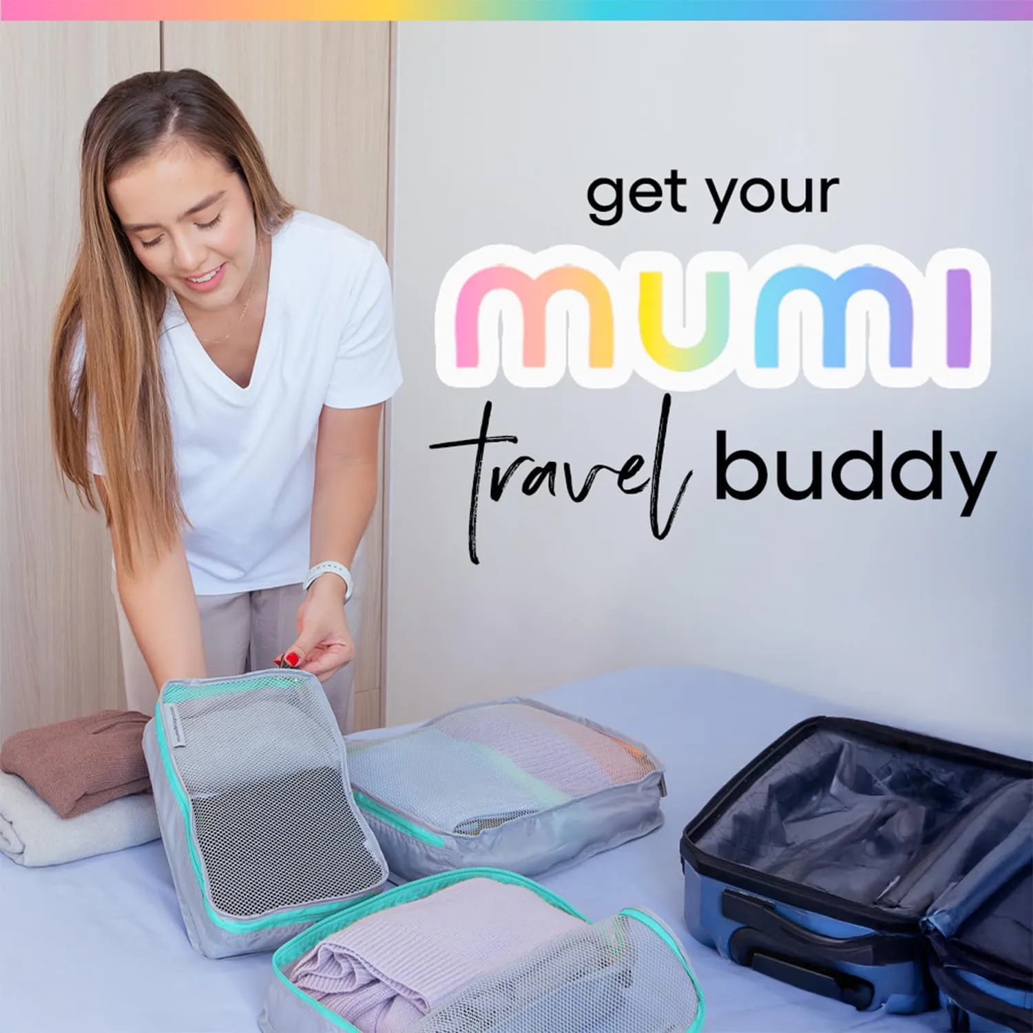MUMI Packing Cubes – 5-Piece Compression Packing Cubes for Travel, Luggage Organizers for Suitcases, Carry-On Bags, Backpacks, and Duffel Bags – Space-Saving Travel Essentials - Black
