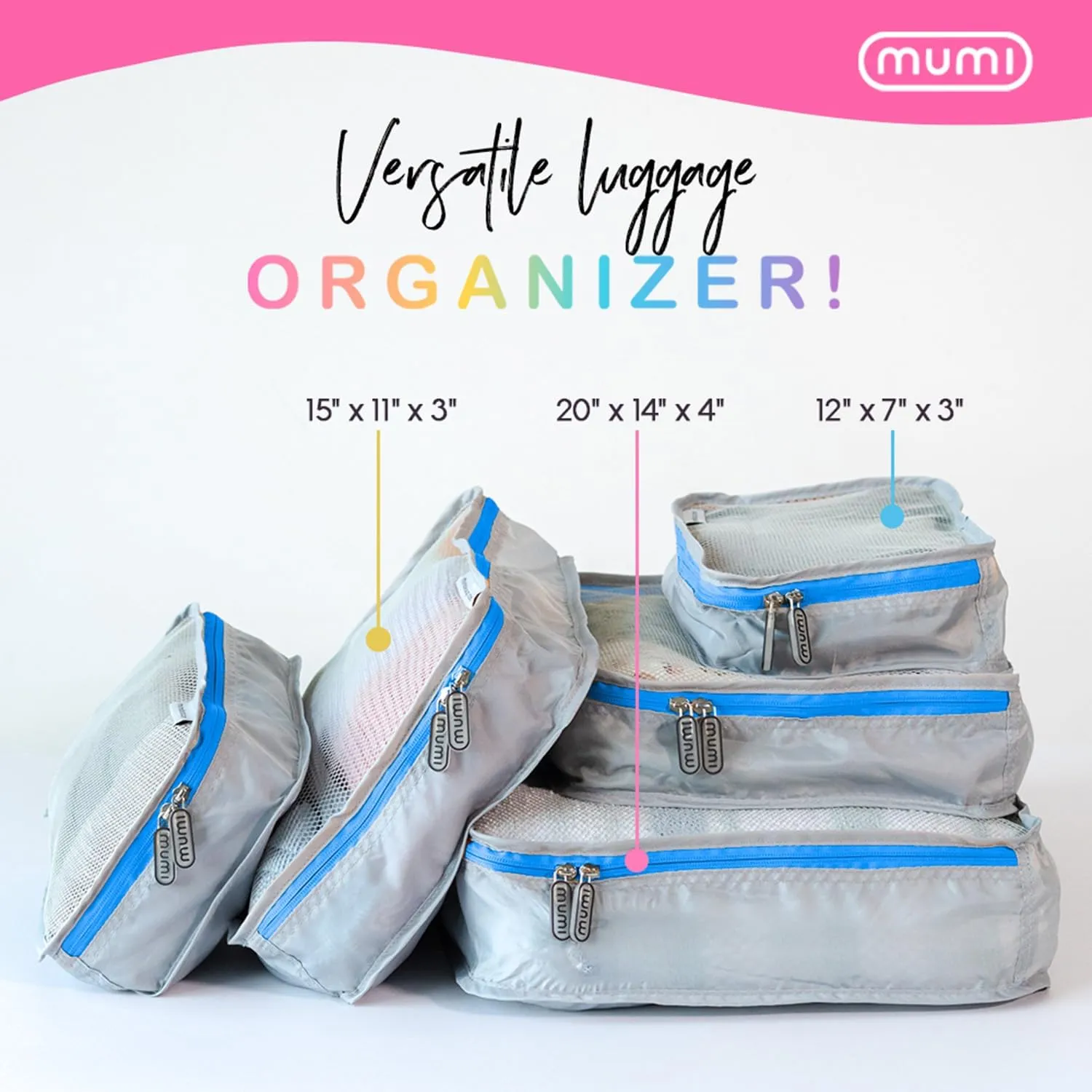 MUMI Packing Cubes – 5-Piece Compression Packing Cubes for Travel, Luggage Organizers for Suitcases, Carry-On Bags, Backpacks, and Duffel Bags – Space-Saving Travel Essentials - Black