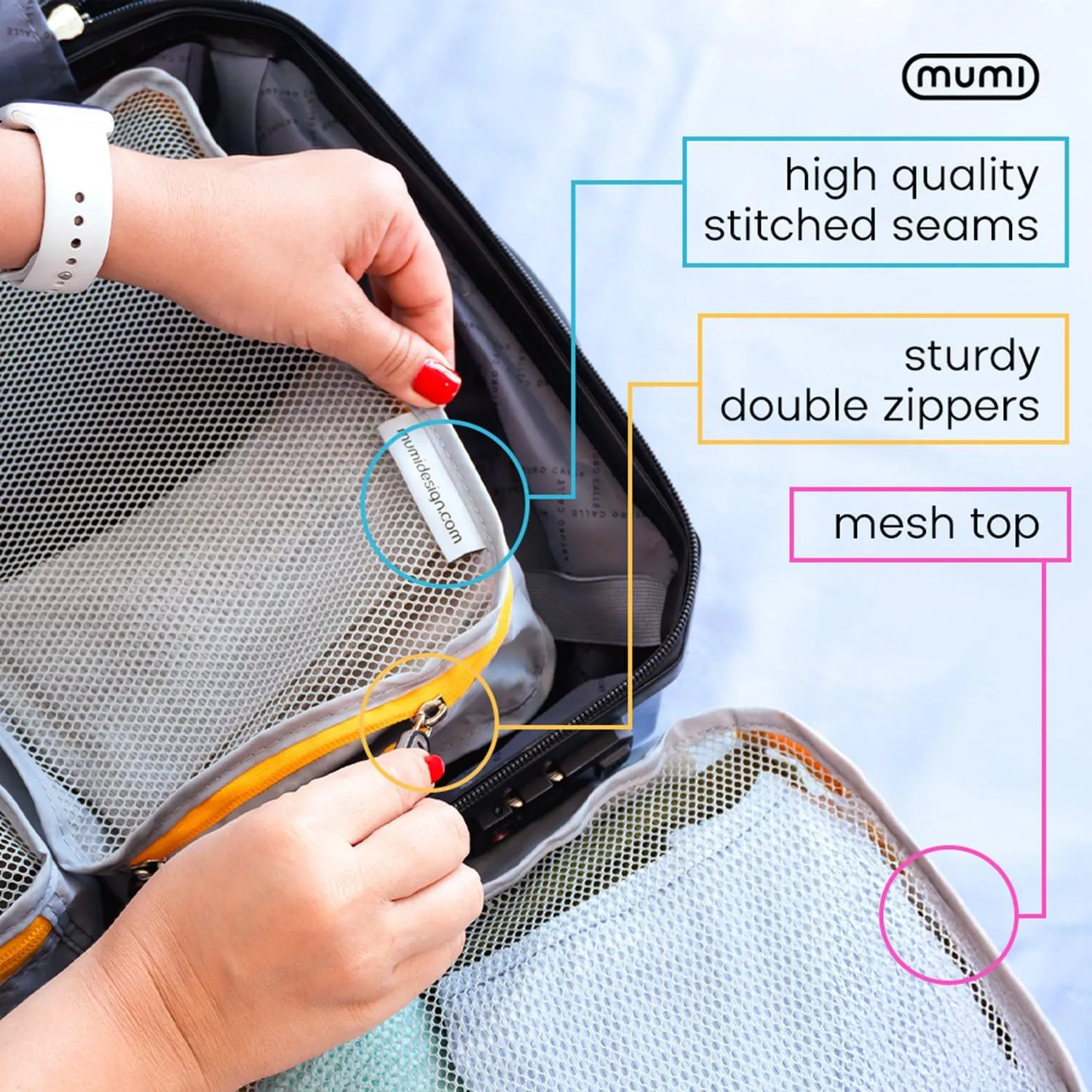 MUMI Packing Cubes – 5-Piece Compression Packing Cubes for Travel, Luggage Organizers for Suitcases, Carry-On Bags, Backpacks, and Duffel Bags – Space-Saving Travel Essentials - Black