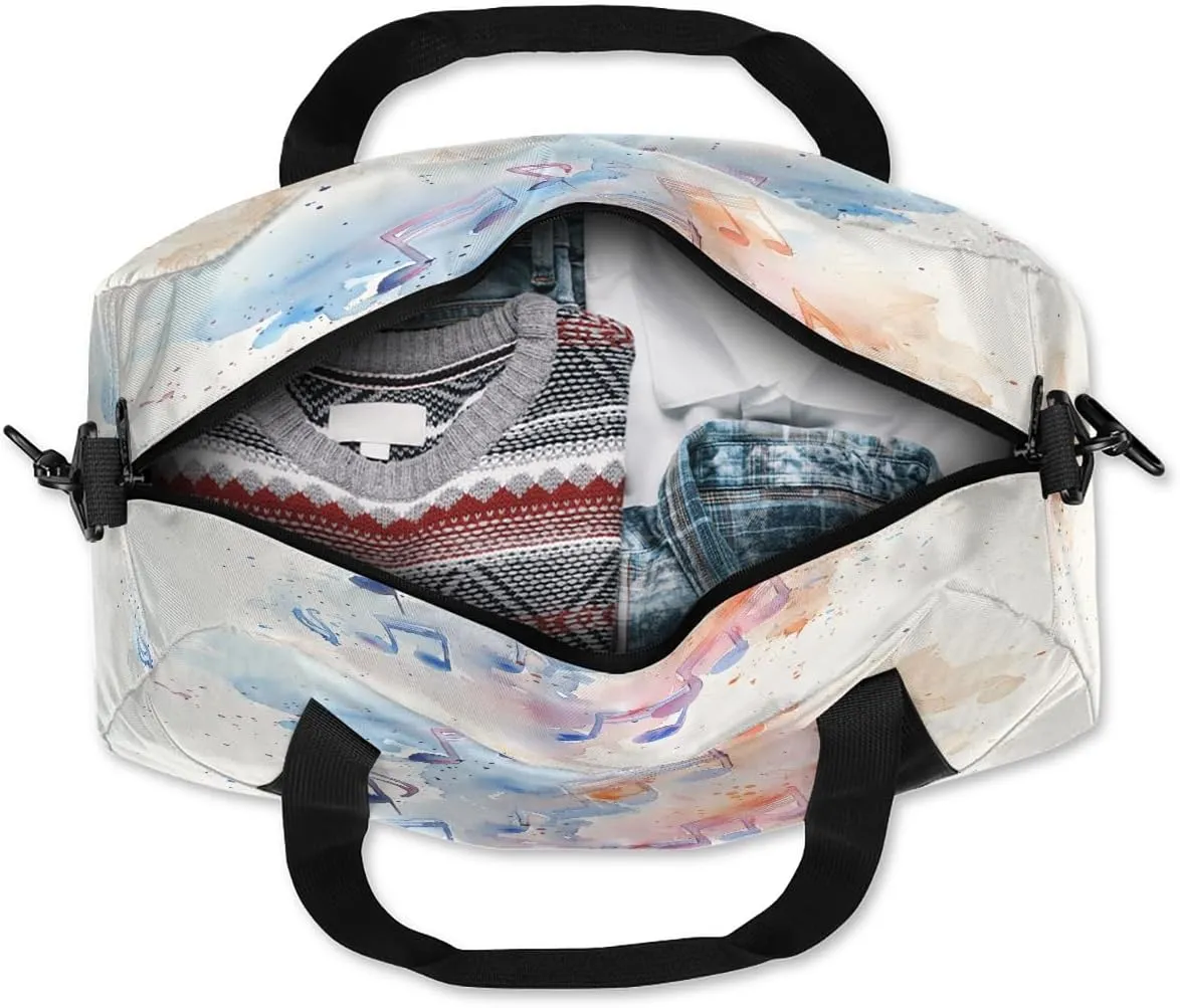 Musical Motif Kids Duffle Bag Boys Girls Small Sport Dance Gym Bag for Overnight Travel Weekender Carry On