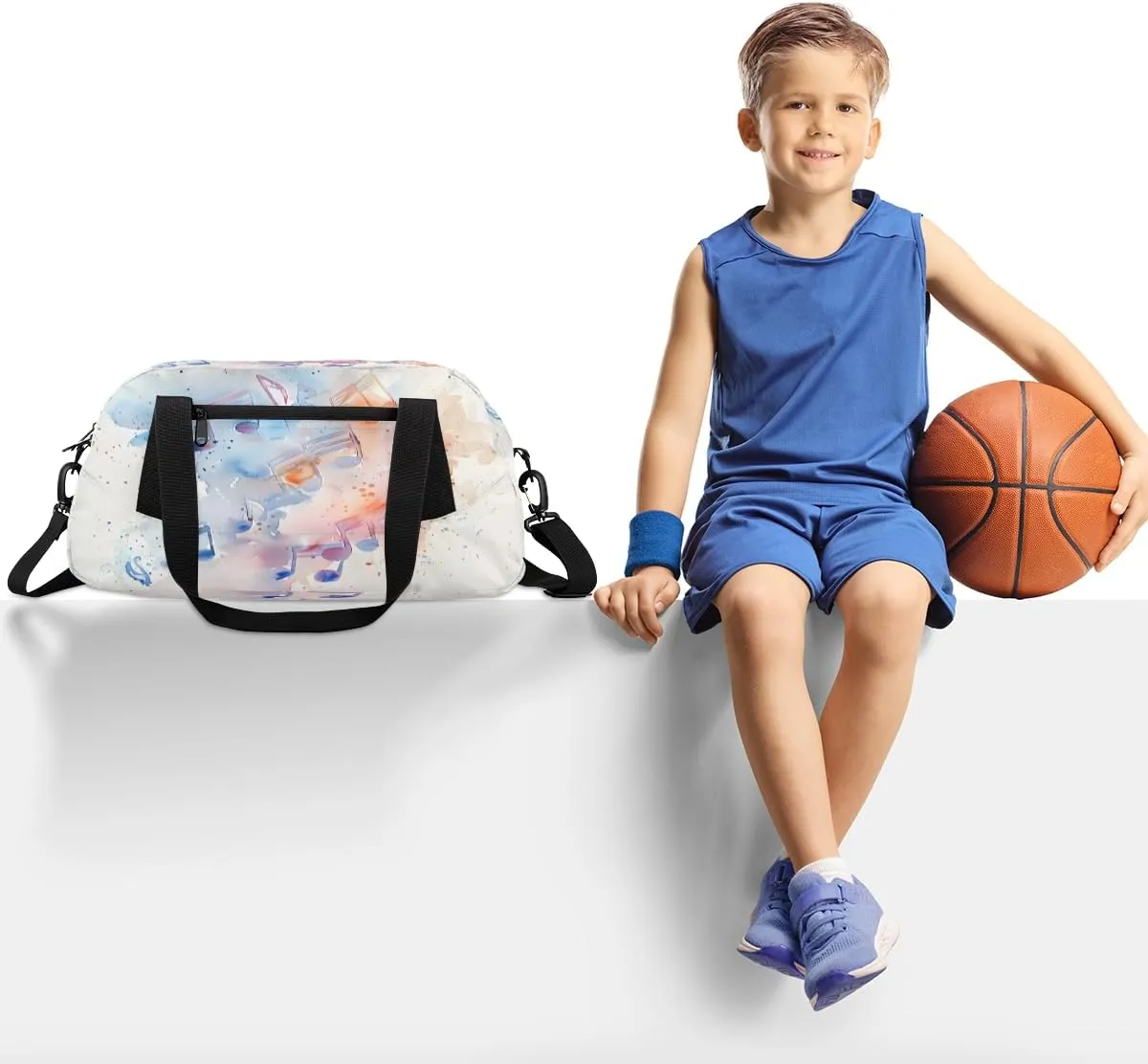 Musical Motif Kids Duffle Bag Boys Girls Small Sport Dance Gym Bag for Overnight Travel Weekender Carry On
