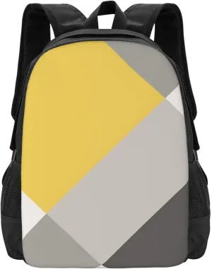 Mustard Grey Patchwork Lightweight Packable Backpack Travel Casual Hiking Daypack Foldable Backpack For Men Women