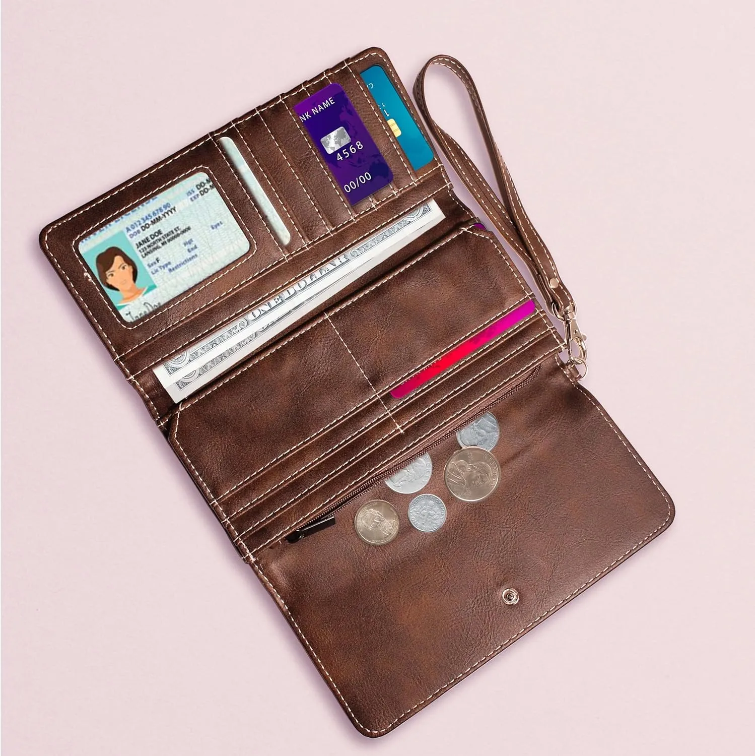 My Personal Memories, Personalized Women's Wristlet Wallet Clutch Purse with Removable Strap that Fits Keys, Phone and more