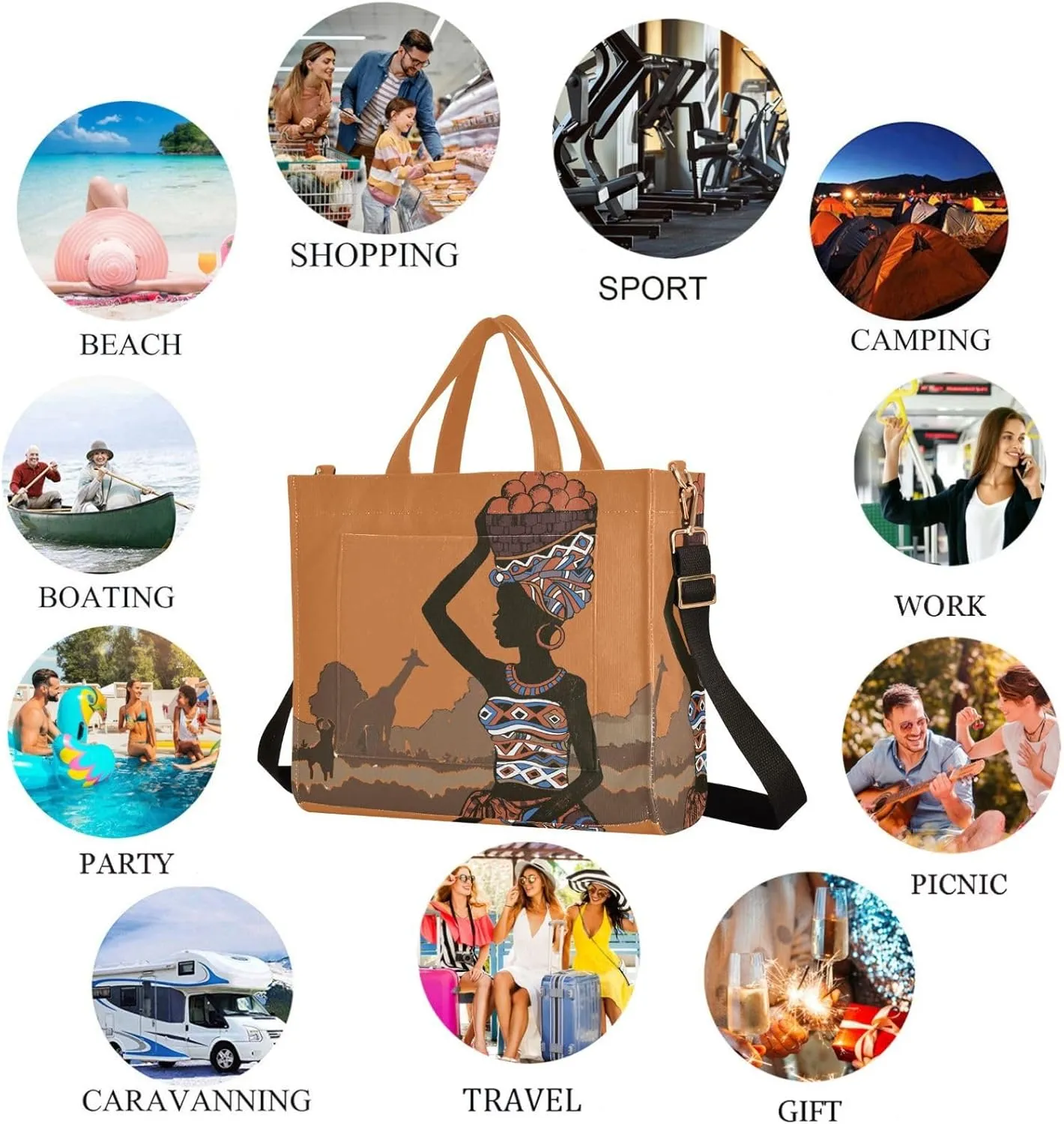 Naanle Chic Pattern Corduroy Satchel Tote Shoulder Bag for Women Weekender Travel Beach Shopping Gym