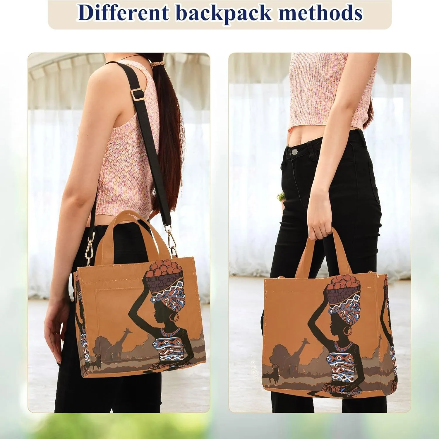 Naanle Chic Pattern Corduroy Satchel Tote Shoulder Bag for Women Weekender Travel Beach Shopping Gym