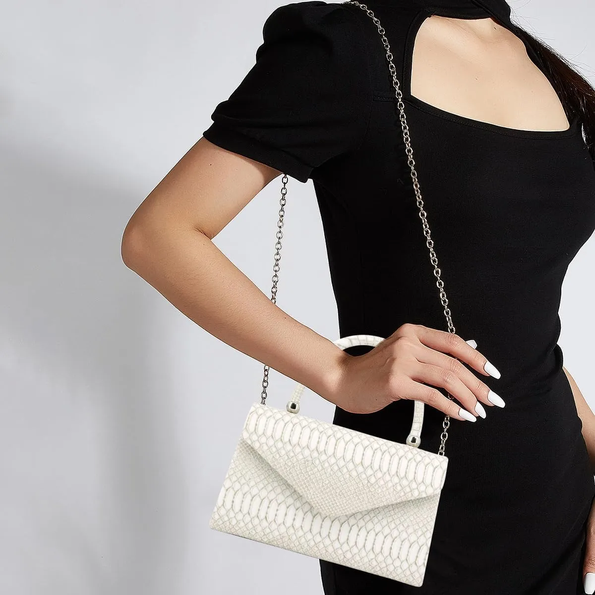 Naimo Shiny Crystal Evening Clutch Bag Top Handle Handbag Crossbody Shoulder Bag Wedding Party Bride Purse