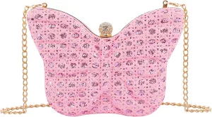 Naimo Womens Butterfly Clutch Bag Glitter Evening Bag Mini Handbag Sparkly Shoulder Chain Purse