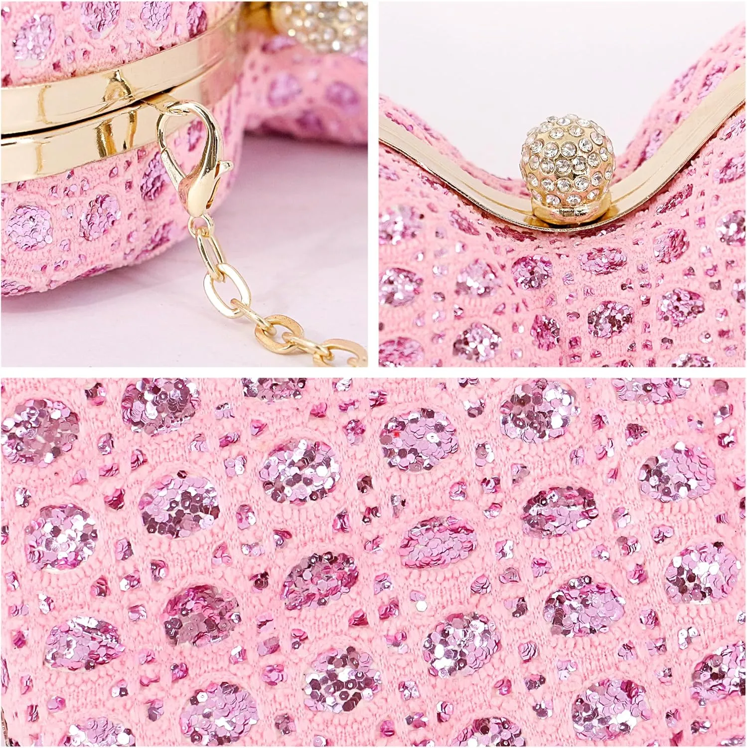 Naimo Womens Butterfly Clutch Bag Glitter Evening Bag Mini Handbag Sparkly Shoulder Chain Purse