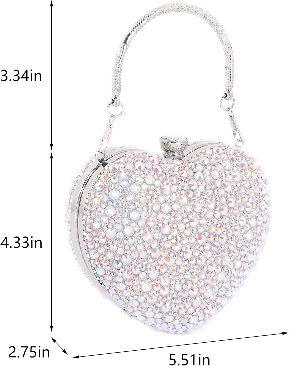 Naimo Womens Heart Bag Rhinestone Evening Bag Handbag Purse for Wedding Cocktail Party