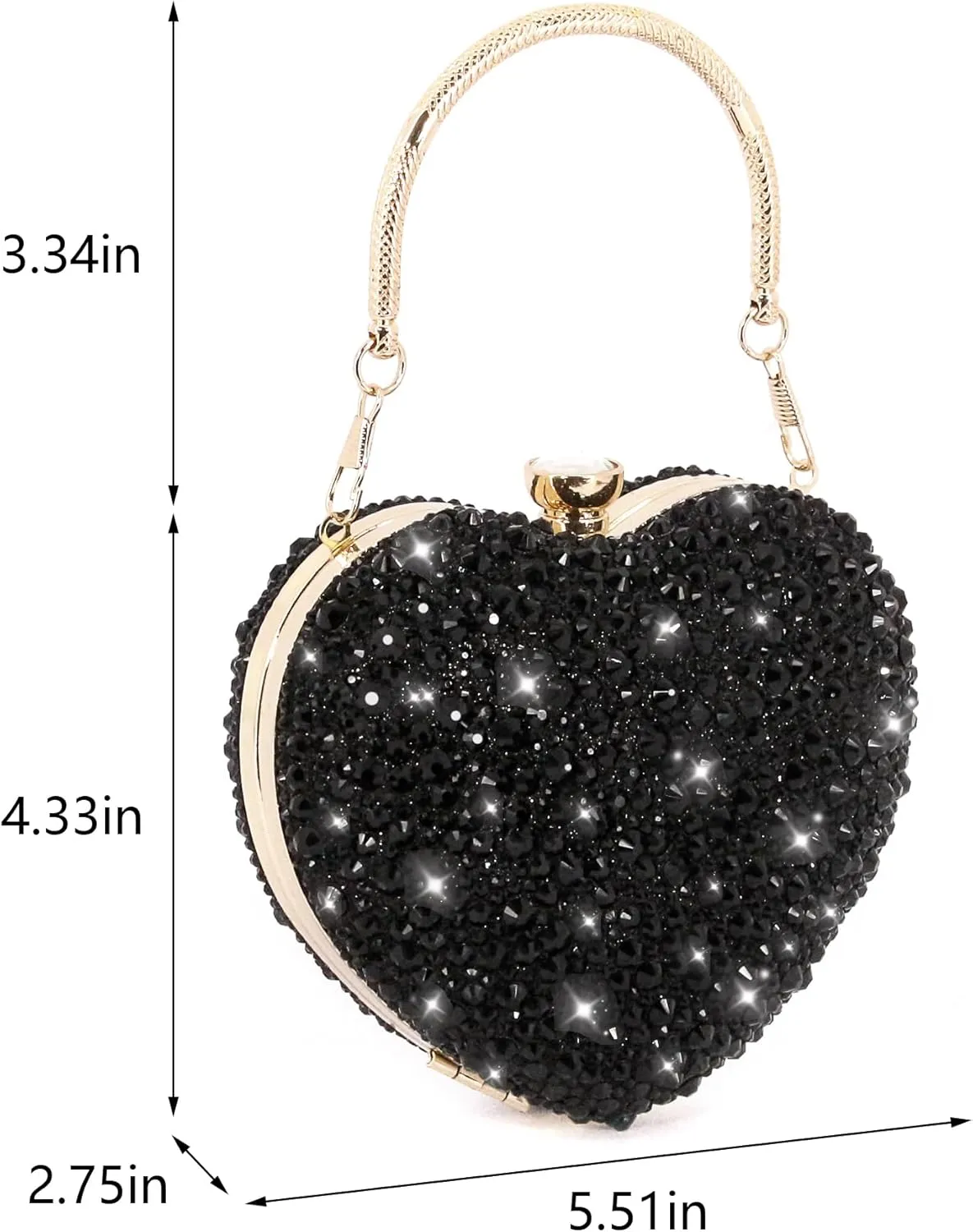 Naimo Womens Heart Bag Rhinestone Evening Bag Handbag Purse for Wedding Cocktail Party