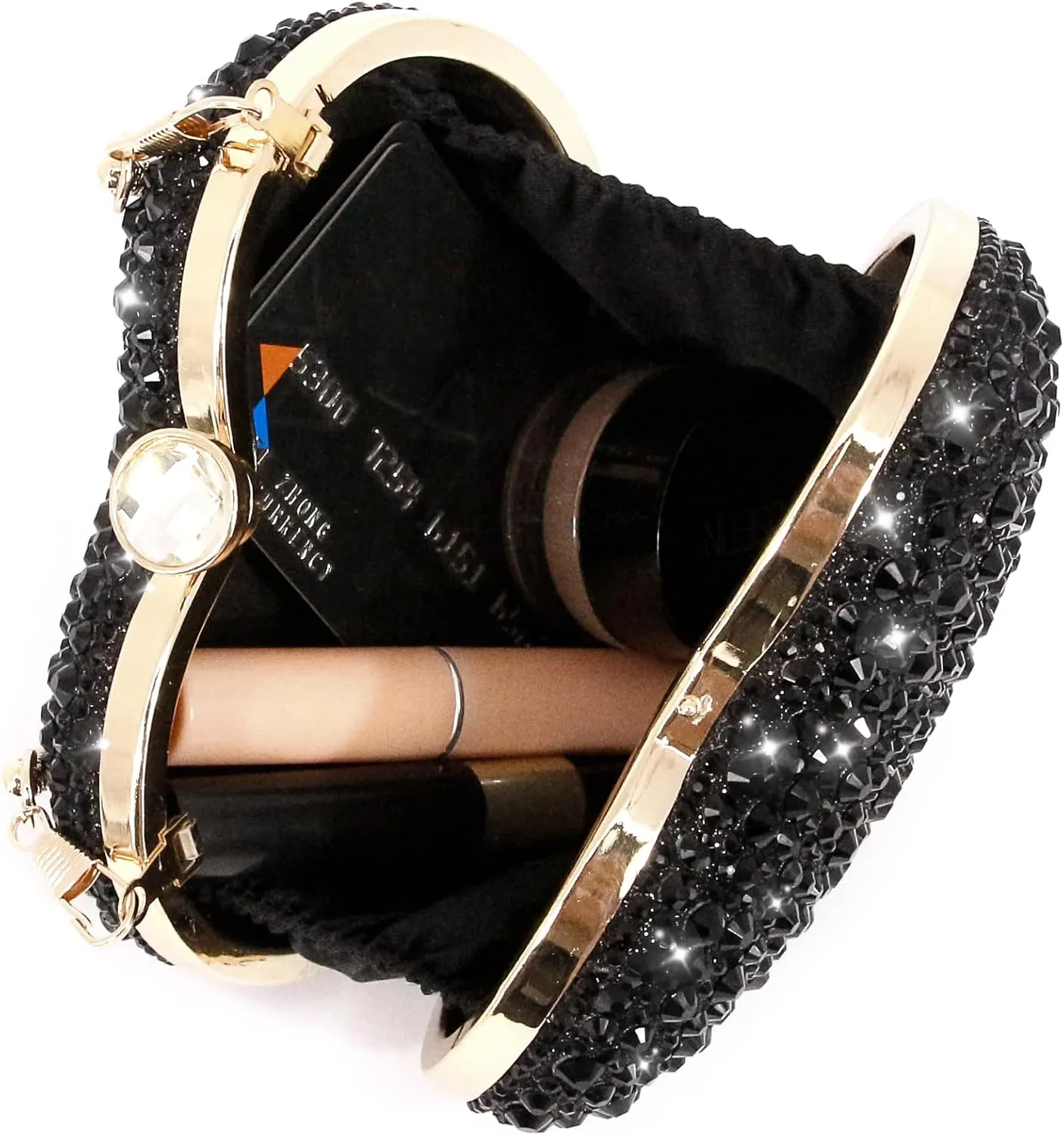 Naimo Womens Heart Bag Rhinestone Evening Bag Handbag Purse for Wedding Cocktail Party