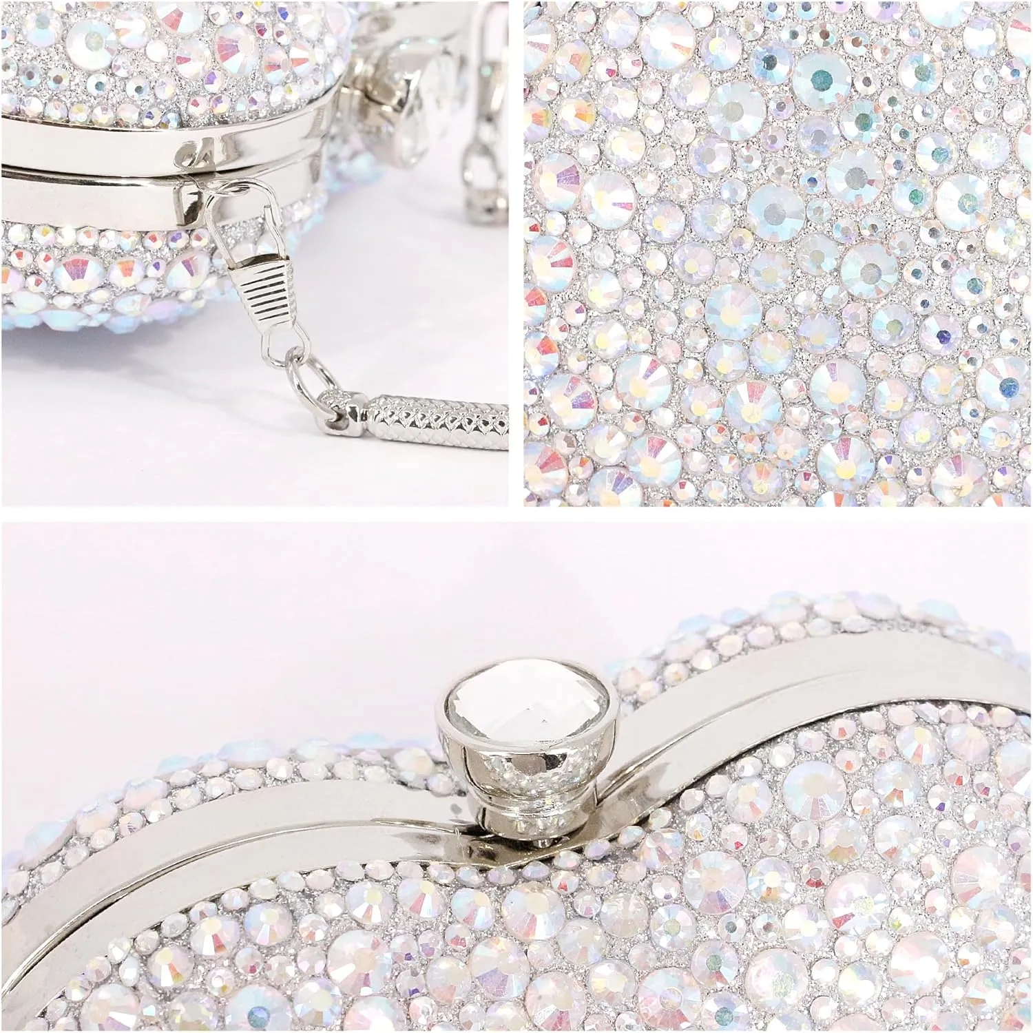 Naimo Womens Heart Bag Rhinestone Evening Bag Handbag Purse for Wedding Cocktail Party