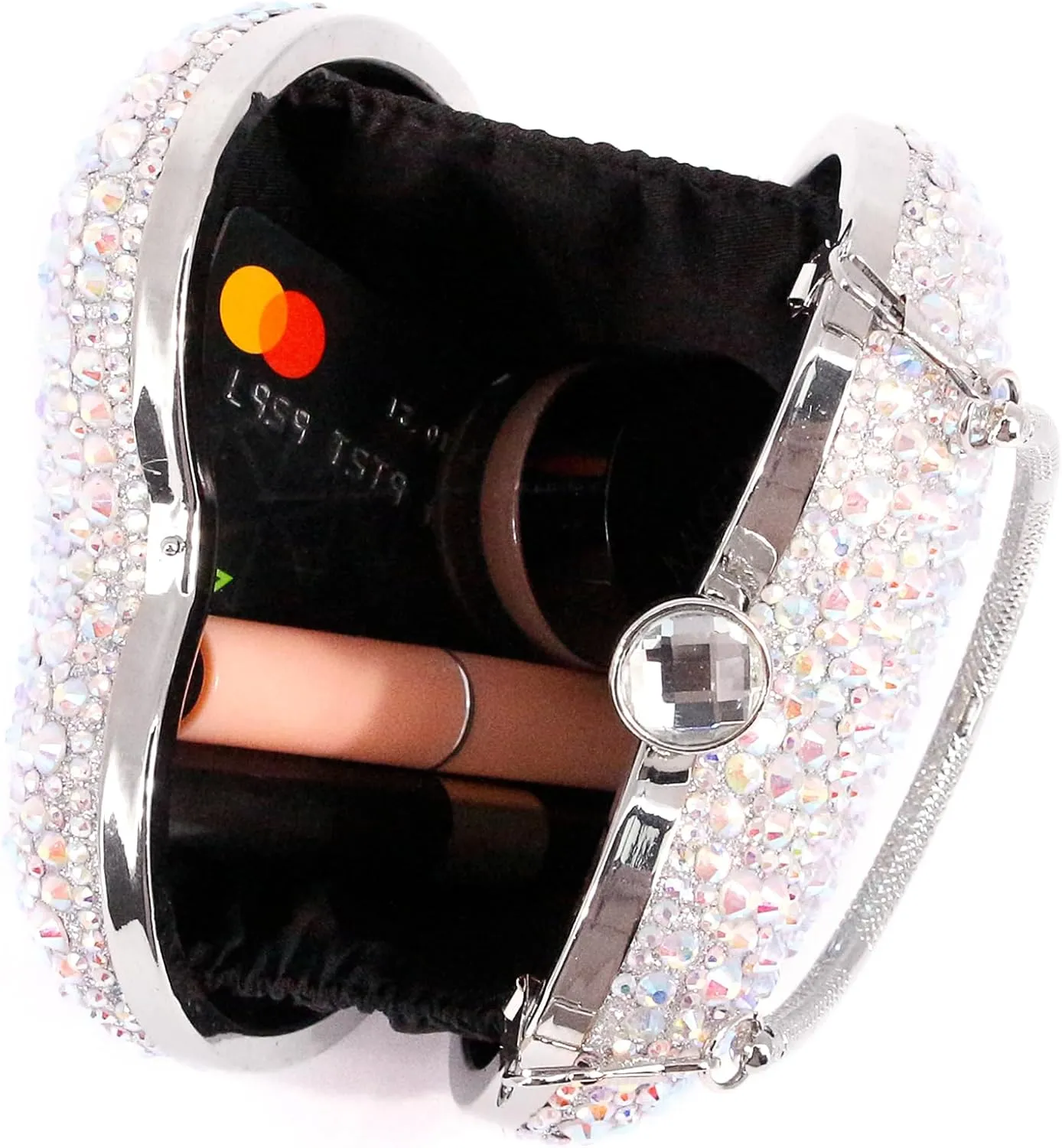 Naimo Womens Heart Bag Rhinestone Evening Bag Handbag Purse for Wedding Cocktail Party
