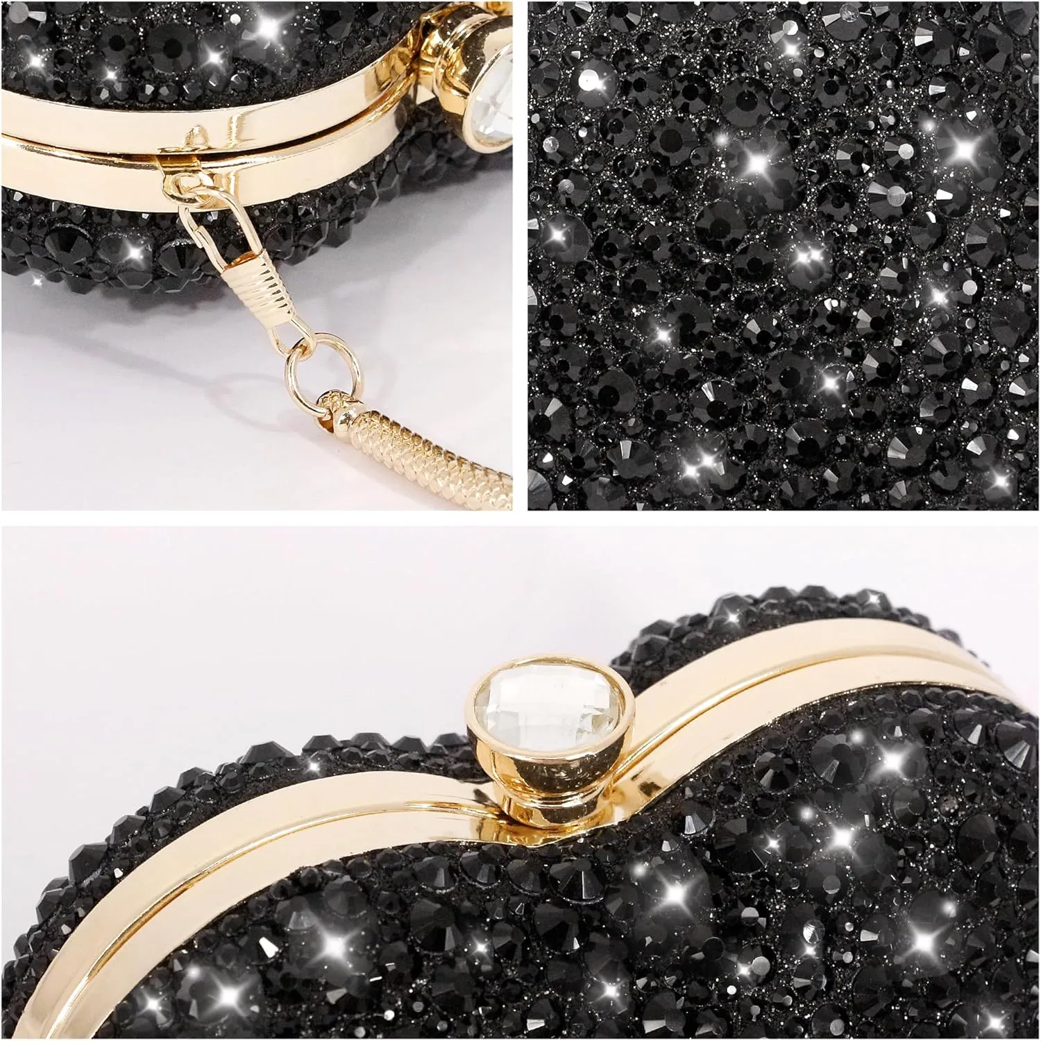 Naimo Womens Heart Bag Rhinestone Evening Bag Handbag Purse for Wedding Cocktail Party