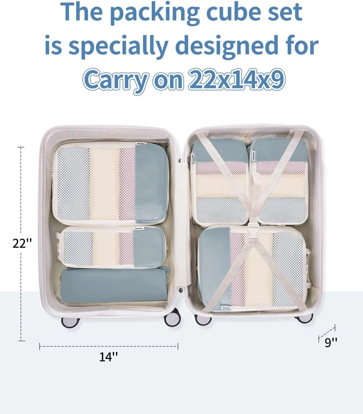 Narwey 6 Set Compression Packing Cubes Travel for Carry on Women, Packing Organizers Bag for Backpack Luggage Suitcase Duffle Bags (Grayish Blue)