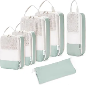 Narwey 6 Set Compression Packing Cubes Travel for Carry on Women, Packing Organizers Bag for Backpack Luggage Suitcase Duffle Bags (Mint Green)