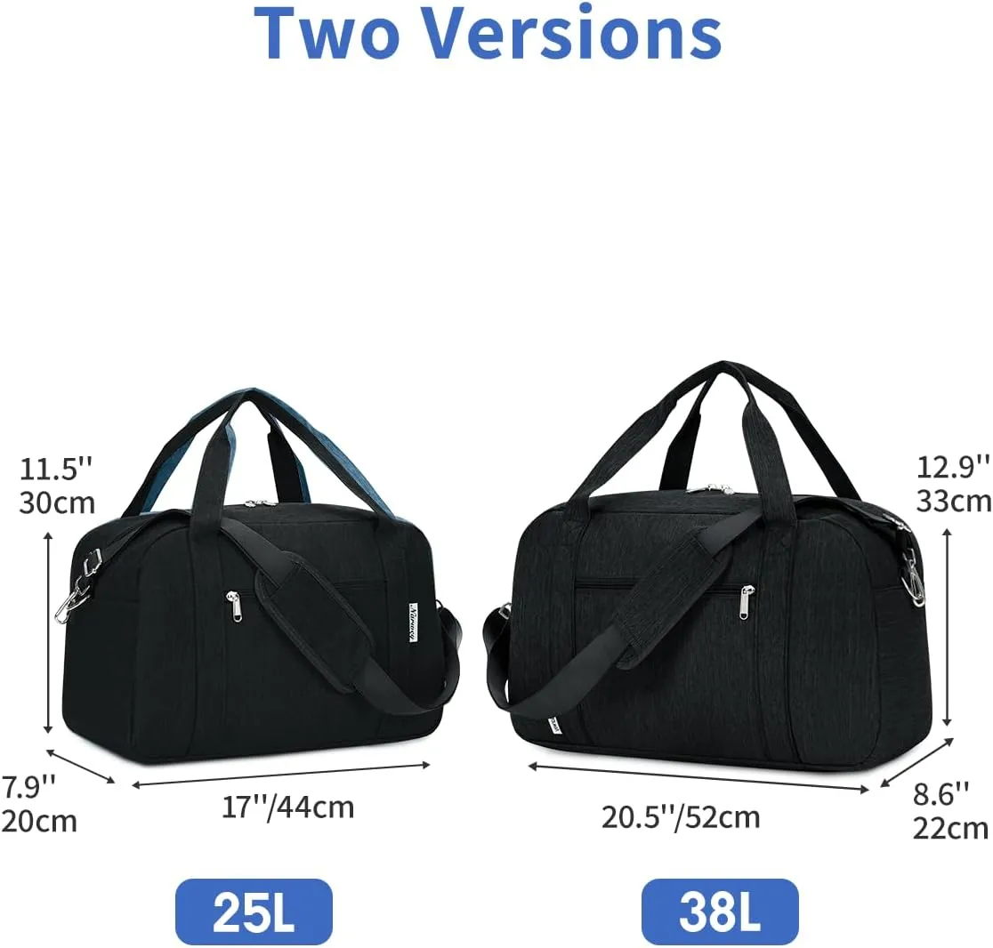 Narwey Carry on Bag 22x14x9 Airlines Approved, Carry on Duffle Bag for Airplane with Wet Pocket, Travel Duffel Bag Luggage Bag Weekender Overnight for Women Men (Black)