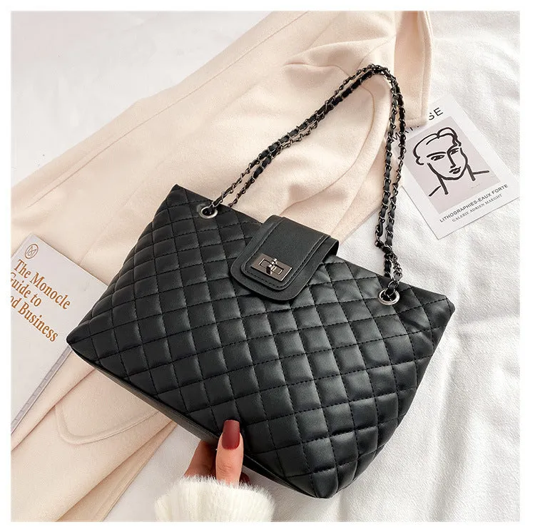 Natasha – Chain Strap Quilted Shoulder Bag with Clasp