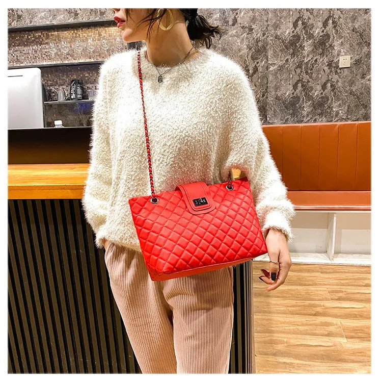 Natasha – Chain Strap Quilted Shoulder Bag with Clasp