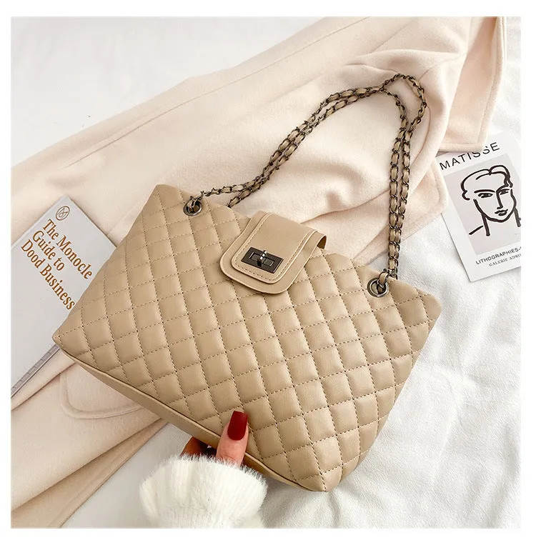 Natasha – Chain Strap Quilted Shoulder Bag with Clasp