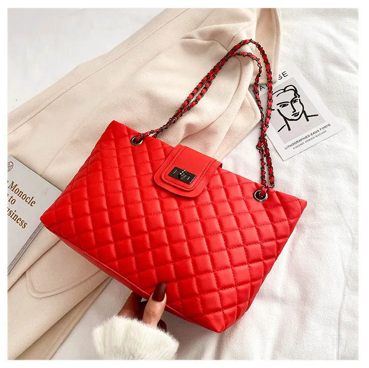 Natasha – Chain Strap Quilted Shoulder Bag with Clasp