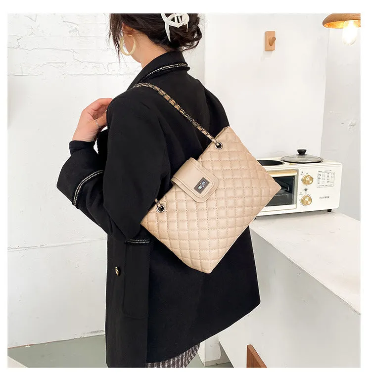 Natasha – Chain Strap Quilted Shoulder Bag with Clasp
