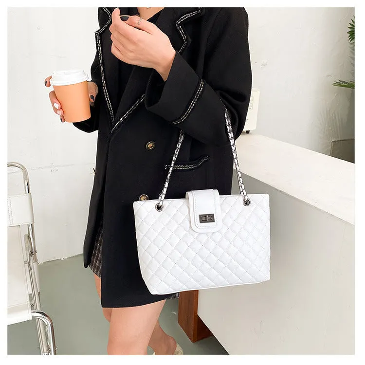 Natasha – Chain Strap Quilted Shoulder Bag with Clasp