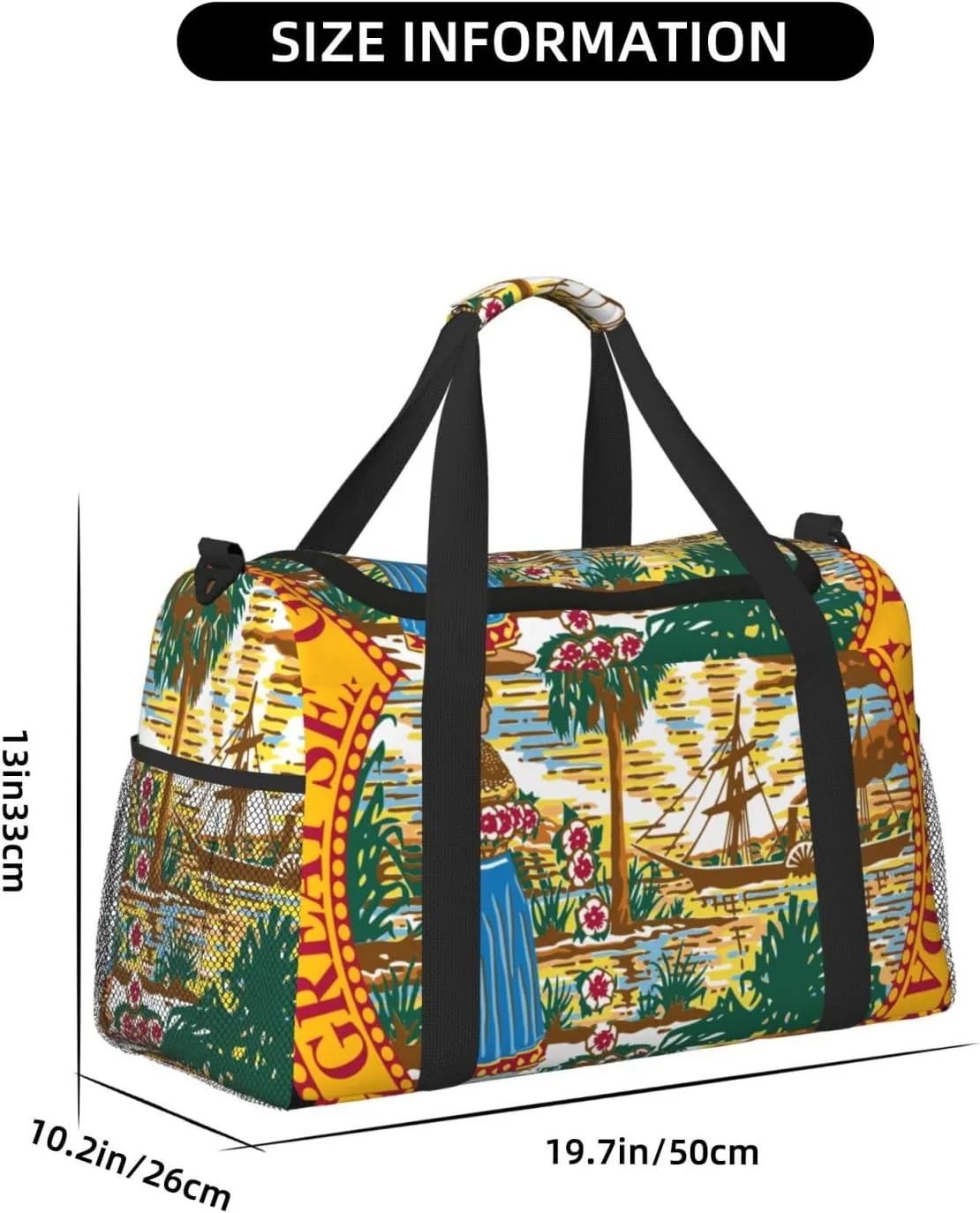National Emblem Of Florida Travel Duffel Bag Large Foldable Waterproof Overnight Bag For Beach Swim Bags Pool Sports Gym