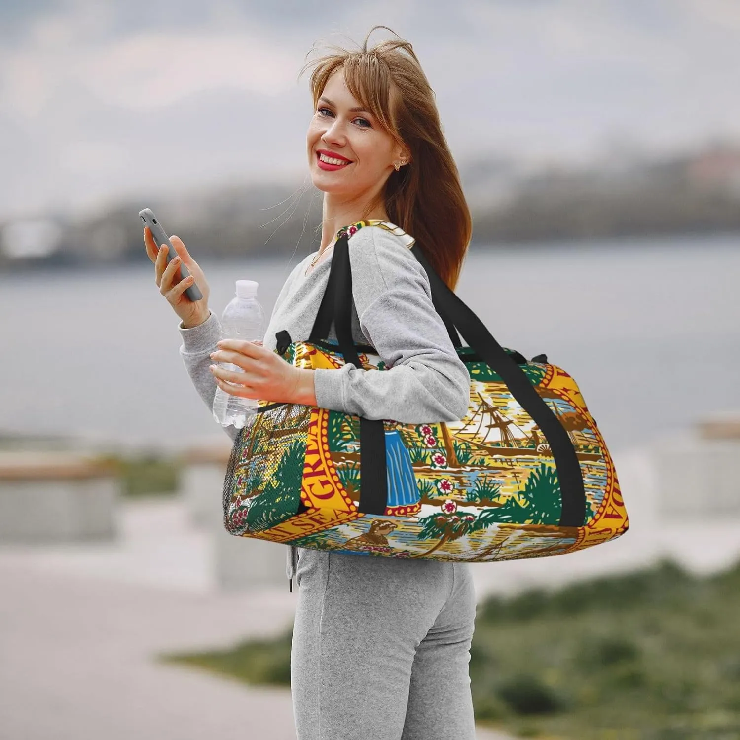 National Emblem Of Florida Travel Duffel Bag Large Foldable Waterproof Overnight Bag For Beach Swim Bags Pool Sports Gym