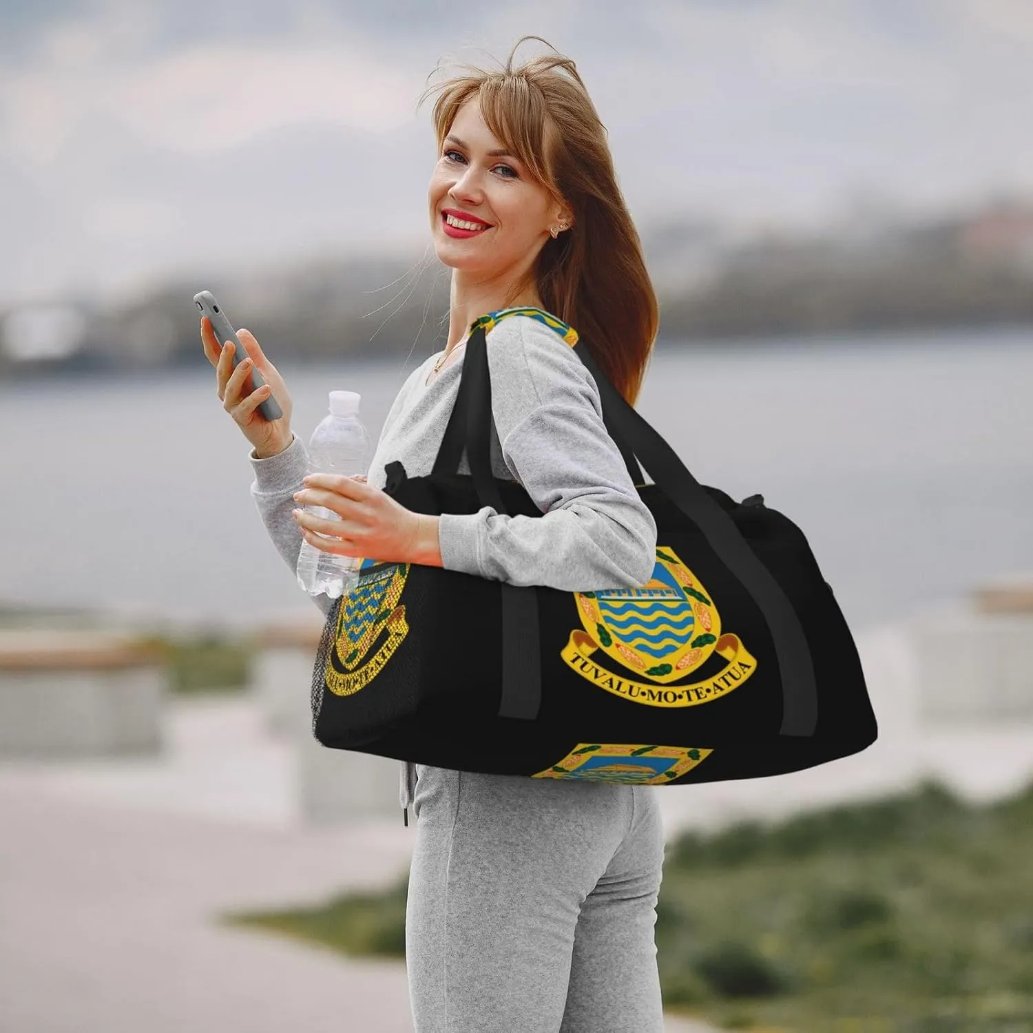 National Emblem Of Tuvalu Travel Duffel Bag Large Foldable Waterproof Overnight Bag For Beach Swim Bags Pool Sports Gym