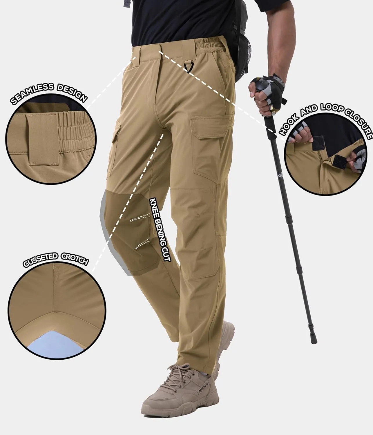NATUVENIX Lightweight Mens Hiking Pants Quick Dry Travel Pants for Men Water Resistant Work Pants Men with Pockets Outdoor