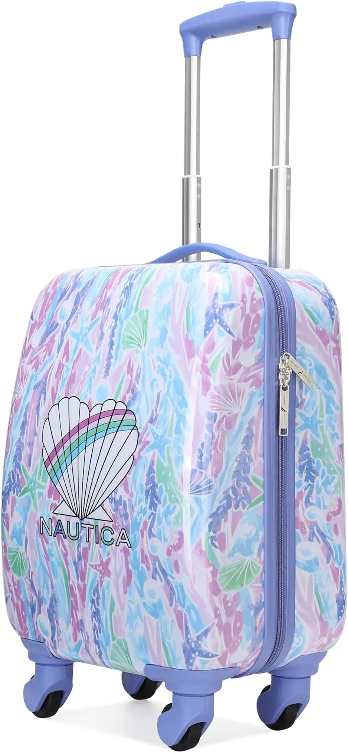 NAUTICA Kids Luggage - 18" Airline Approved Rolling Hardside Upright Carry-on Suitcase with Wheels (Pastel Shell)