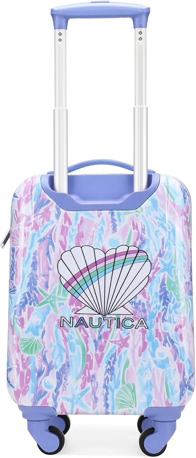 NAUTICA Kids Luggage - 18" Airline Approved Rolling Hardside Upright Carry-on Suitcase with Wheels (Pastel Shell)