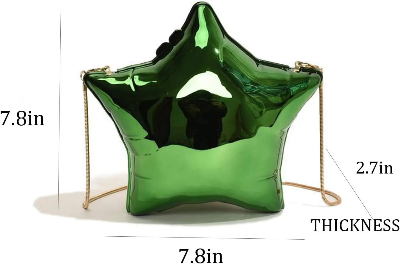 NELSBREXWomen's AcrylicStar Chain Y2k Crossbody Bag Metallic Design Evening Clutch Party Purse Handbag for Party Wedding Gift