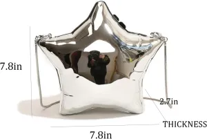 NELSBREXWomen's AcrylicStar Chain Y2k Crossbody Bag Metallic Design Evening Clutch Party Purse Handbag for Party Wedding Gift