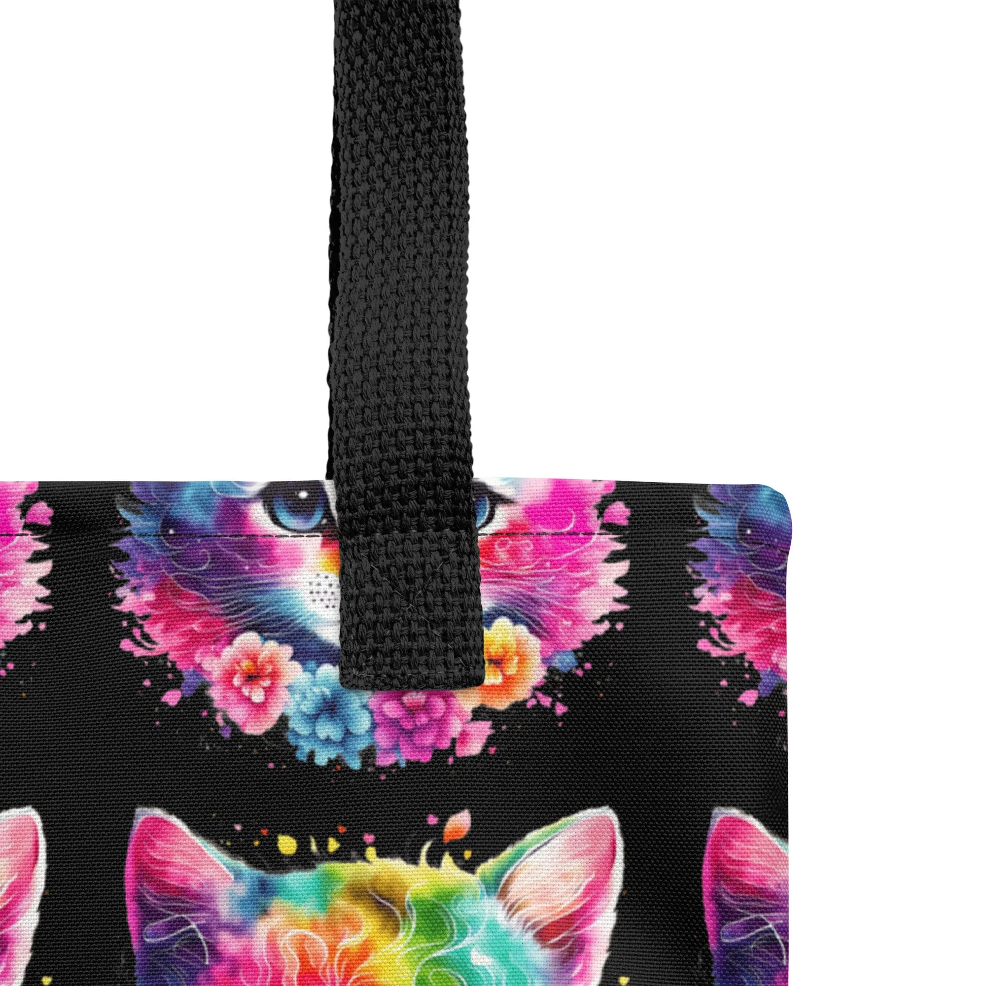 Neon Rainbow Cat All Over Print Tote Bag